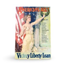 Large Original 1919 WWI Americans All Victory Liberty Loan Poster - Lot 1 Of 2