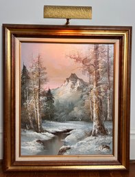 Original Signed G. Whitman Oil Painting On Canvas With Light