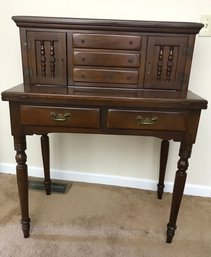 Vintage Colonial Style Spindle Front Drop-Leaf Desk
