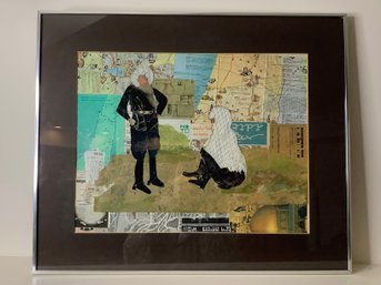 Framed Mixed Media Artwork Collage Signed 'Lucille Mandell'
