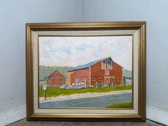 Vintage Gordon Wiles Barn Scene Original Painting