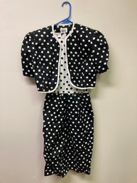 Vintage Leslie Fay Poka Dot Dress And Jacket