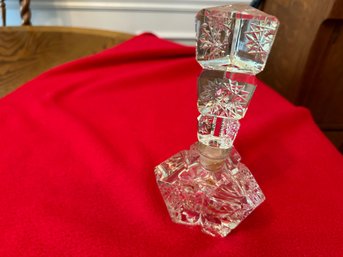 Beautiful Crystal Perfume Bottle 8 1/2' Tall Possibly By Crystal Clear Industires