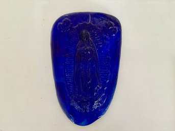 Cobalt Blue Glass Madonna Wall Hanging