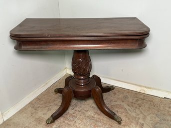 Antique 1815 Period Sheraton Mahogany Card Table With Fluted Duncan Phyphe Iegs