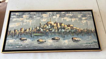 Signed Mid Century Oil Painting On Canvas