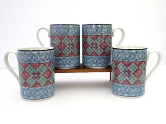 DANSK Quiltings DOLCE Set Of 4 Mugs