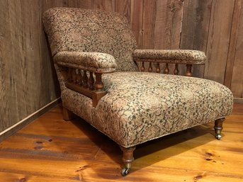 Ralph Lauren Upholstered Open Arm Chair On Brass Casters