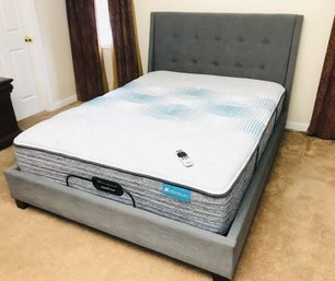 Queen Beautyrest Harmony Lux Mattress & Adjustable Power Base With Upholstered Frame