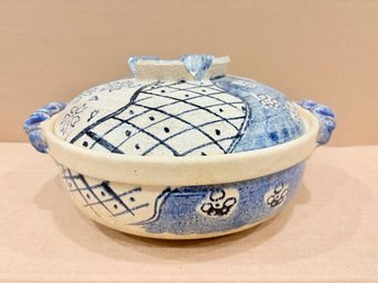 Blue & White Japanese Donabe Clay Hot Pot