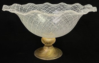 Vintage Venetian Murano Style Art Glass Pedestal Bowl
