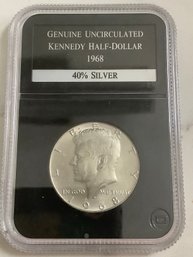 Genuine Uncirculated Kennedy Half-dollar - 1968 - 40% Silver #4