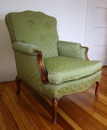 Custom Green Brocade French Bergere Armchair