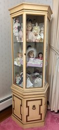 Vintage Cream Colored Display Cabinet With Glass Shelves - Cabinet Only