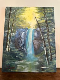 Waterfall In Oil On Canvas Signed G. Jean