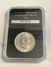 Genuine Uncirculated Franklin Half-dollar - 1954 - 90% Silver #7