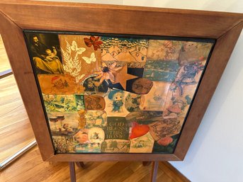 Really Cool Folding Wood Table With Decoupage Top