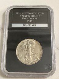 Genuine Uncirculated Walking Liberty Half-dollar - 1945 - 90% Silver #9