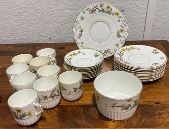Antique Victorian English Porcelain 31 Pc Dessert Set  Floral & Bee Pattern ~ Registered Design No. 79519 ~