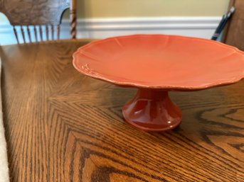 Terra Cotta  Colored 10' Pedestal Cake Dish Made In Portugal