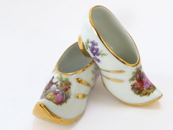 Pair Of Limoges France Collectible Miniature Porcelain Shoes