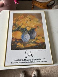Poster For An Art Exhibition Featuring A Floral Still Life Painting.