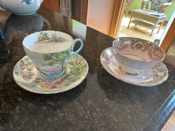 Two Vintage Bone China Cups And Saucers By Shelly And Paragon