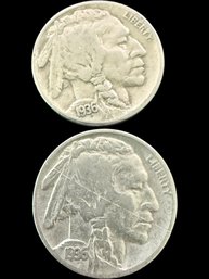 Lot Of 2 Buffalo Nickels 1936, 1936-S