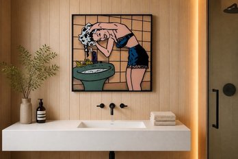 1960s 3D Pop Art Style Woman At Vanity, In The Manner Of Roy Lichtenstein