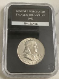 Genuine Uncirculated Franklin Half-dollar - 1959 - 90% Silver #15