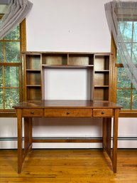Two Piece Craftsman Style Desk With Free Floating Bridge Shelf