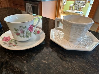 Two China Tea Cups With Saucers - Lefton & Relpo
