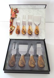 Taylor's Eye Witness 4 Piece Cheese Deer Knife Set - Cardinal Bird Design Handles