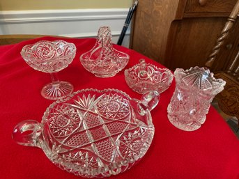 Beautiful 5 Pc. Grouping Of Quality Cut Crystal