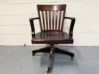Antique Wood Swivel Desk Chair