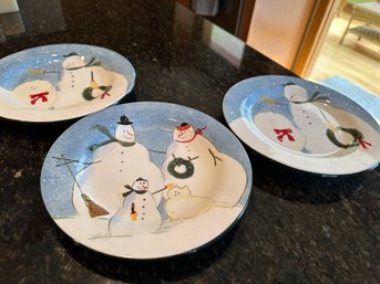 3 Oneida Snowman Plates