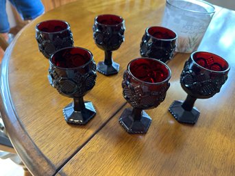 Set Of 6 Avon Cape Cod Ruby Red Sherry Goblets
