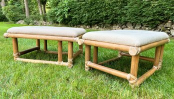 McGuire Of San Francisco Rattan Ottomans- C. 1970's