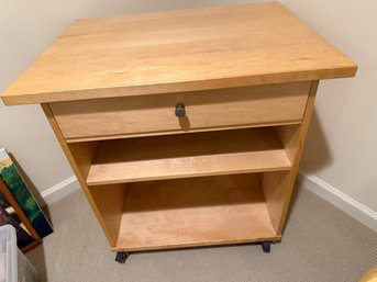 Rolling Natural Wood Kitchen Storage Cart