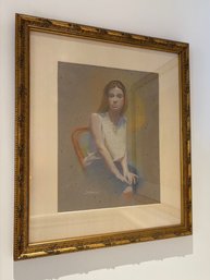 'Young Model' Pastel By Jeff Cornell (American, 20th Century) - Custom Framed