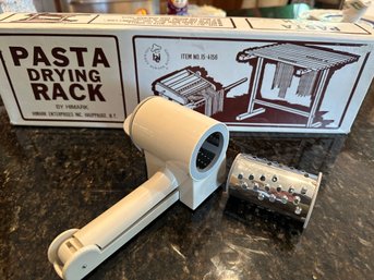 Pasta Drying Rack In Box And Cheese Grater With Attachments