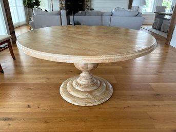 French Country Style Wood Round Pedestal Dining Table