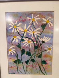 Framed Painting Of Lovely Daisies