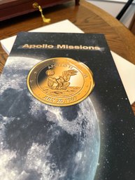 Apollo Missions  18 Coin Set Layered In 24K Gold  With COA