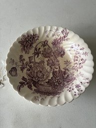 Vintage Royal Staffordshire Bowl In The 'Charlotte' Pattern, Featuring A Lavender Purple Transferware Floral