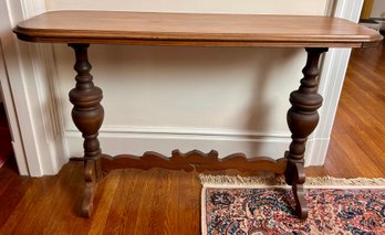Solid Wood Console Table With Turned Pedestal Legs