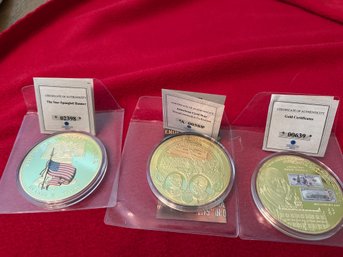 American Mint   3  Banknote  Coins  All Layered In 24K Gold