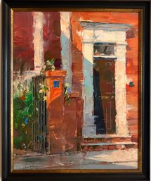 Oil Painting Entitled 'Orange Door' On King (charleston, SC) By Ignat Ignatov (Bulgaria, B. 1978)