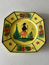 Quimper Yellow Breton Man  Octagonal Serving Platter From France Nice