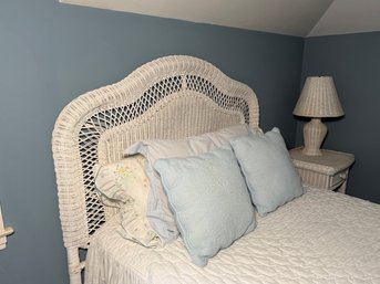 Vintage White Wicker Double/Full Size Headboard
